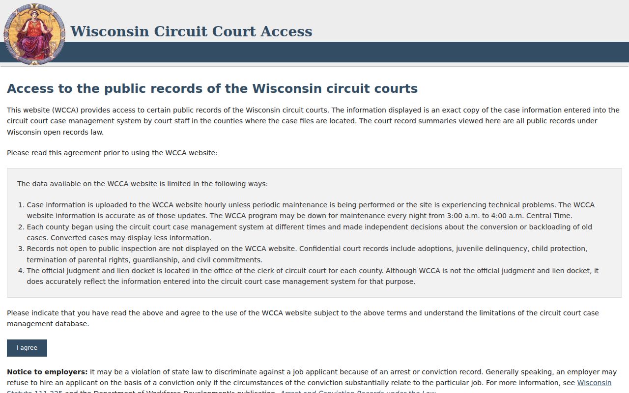 Florence County criminal court case WCCA public search