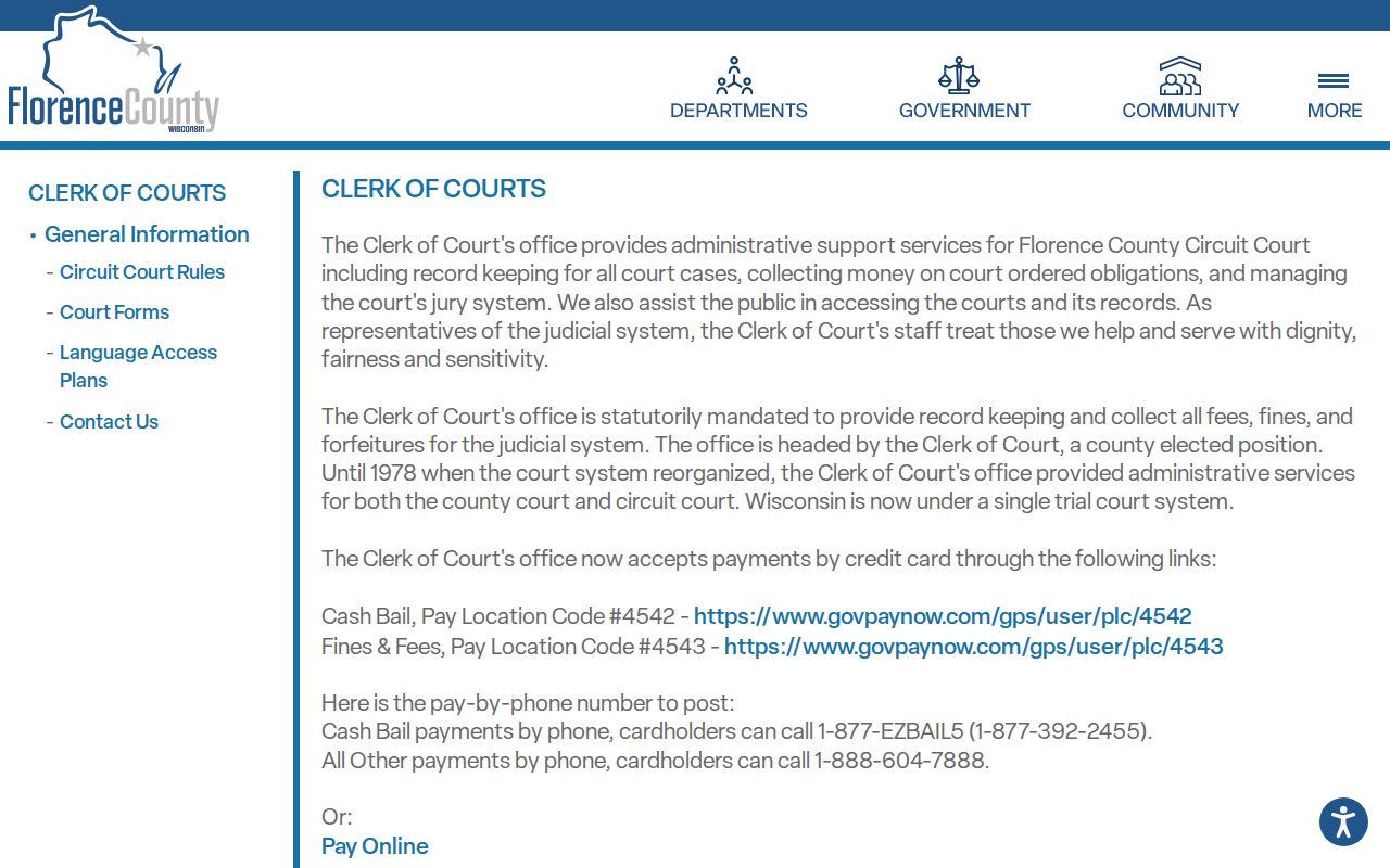 Florence County Clerk of Circuit Court criminal record counter