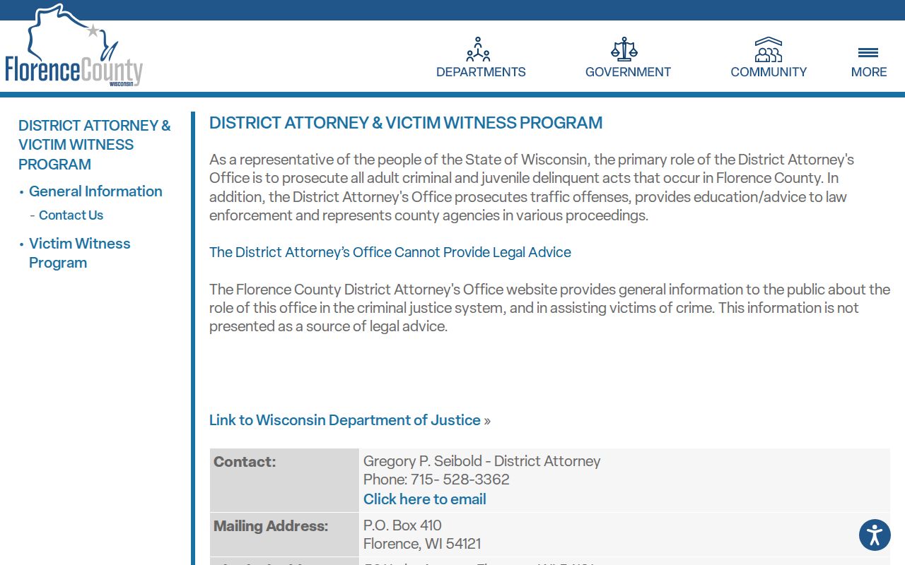 Florence County District Attorney criminal case information