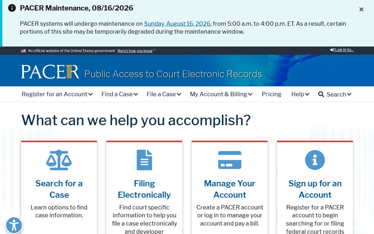 Town of Commonwealth federal criminal record search through PACER