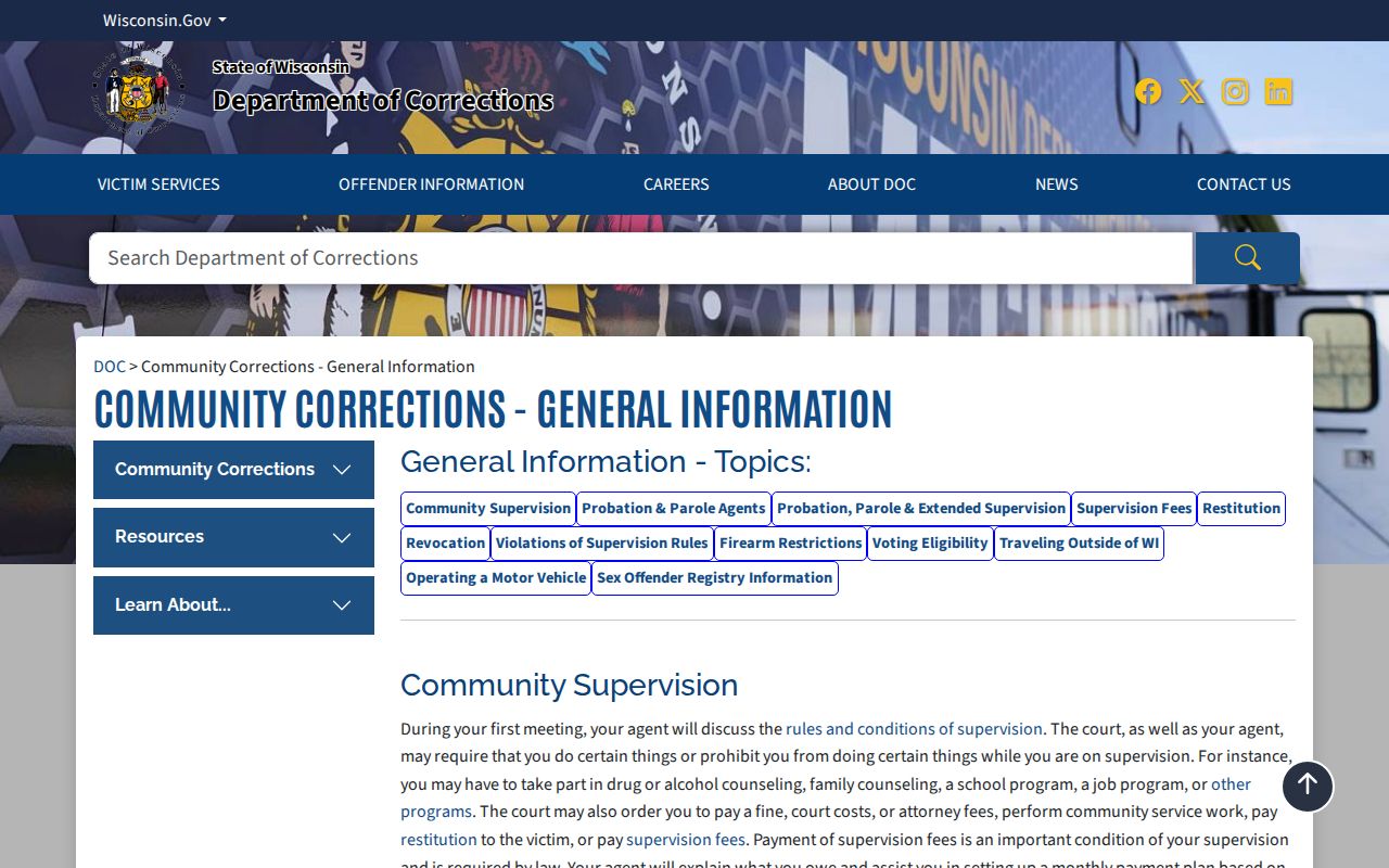 Town of Florence criminal history community corrections information